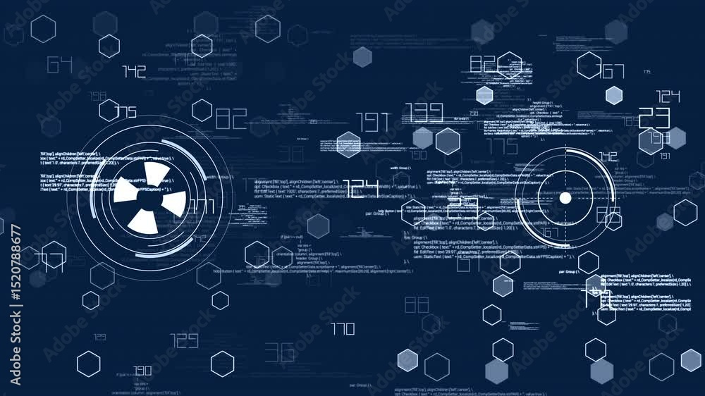 Futuristic Digital Interface with Code and Geometric Shapes Futuristic Digital Interface with Code and Geometric Shapes