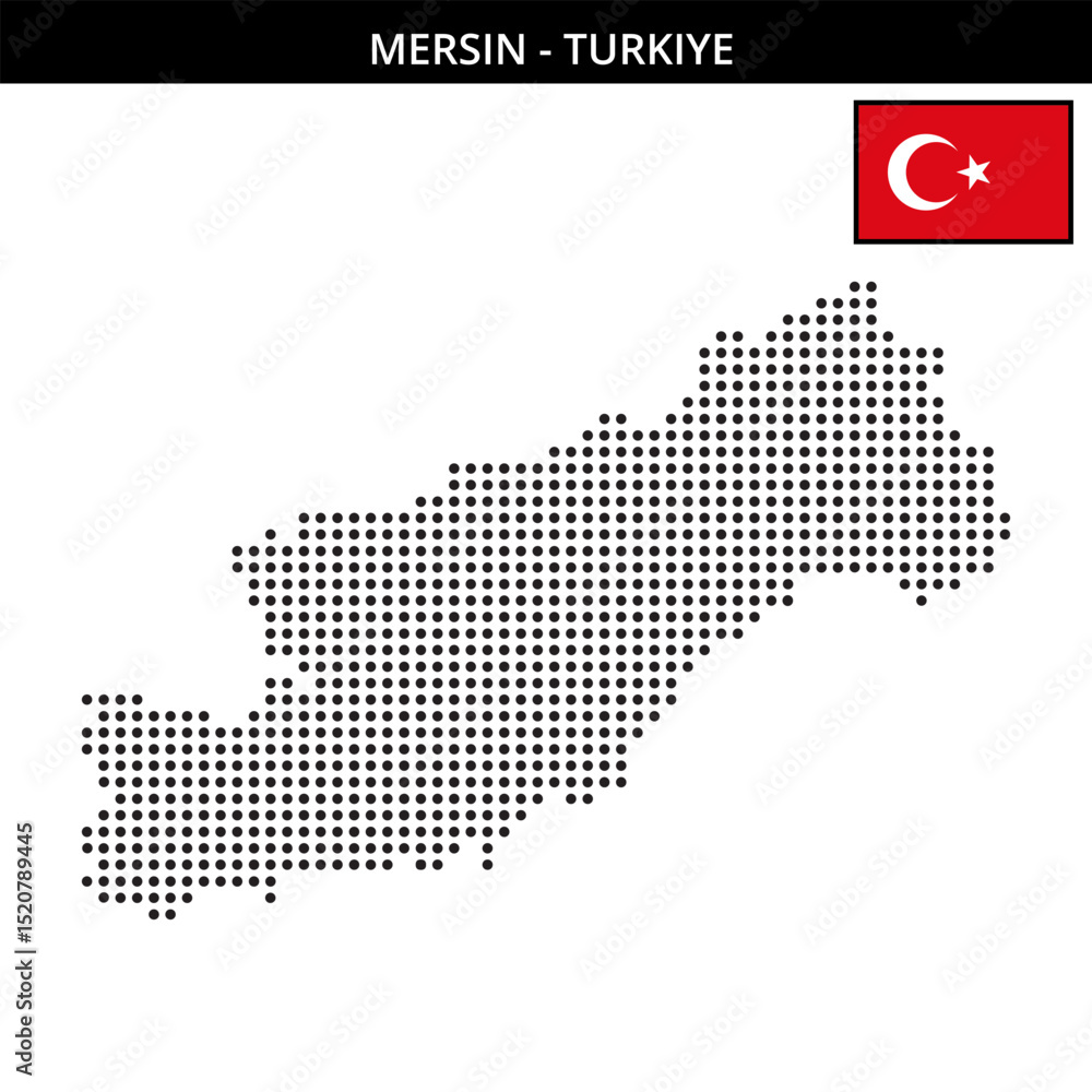 Obraz premium Medium dots map of mersin in Turkiye