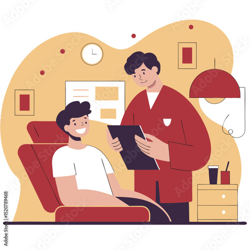 Patients in dental office. Dentists treat people teeth. Doctor consultation. Oral health care and hygiene. Medical
