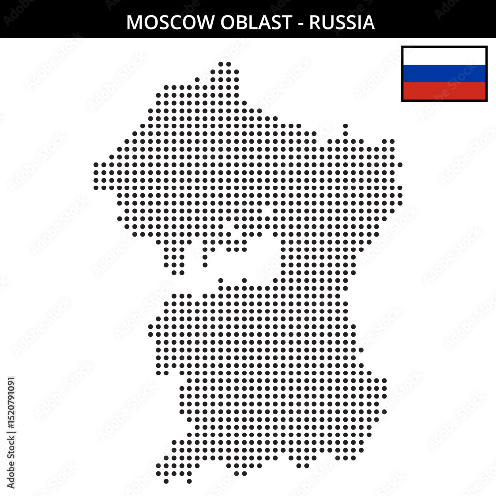 Obraz premium Medium dots map of Moscow-Oblast in Russia