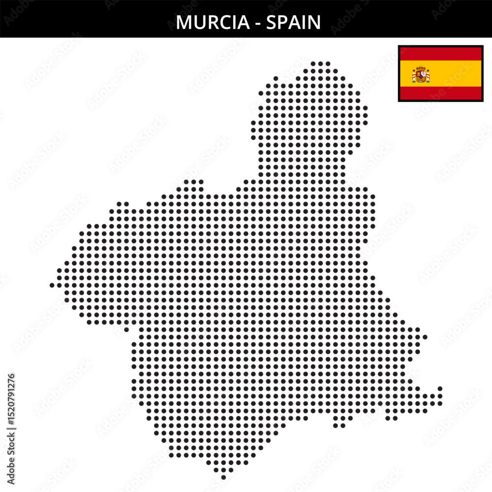 Obraz premium Medium dots map of murcia in Spain