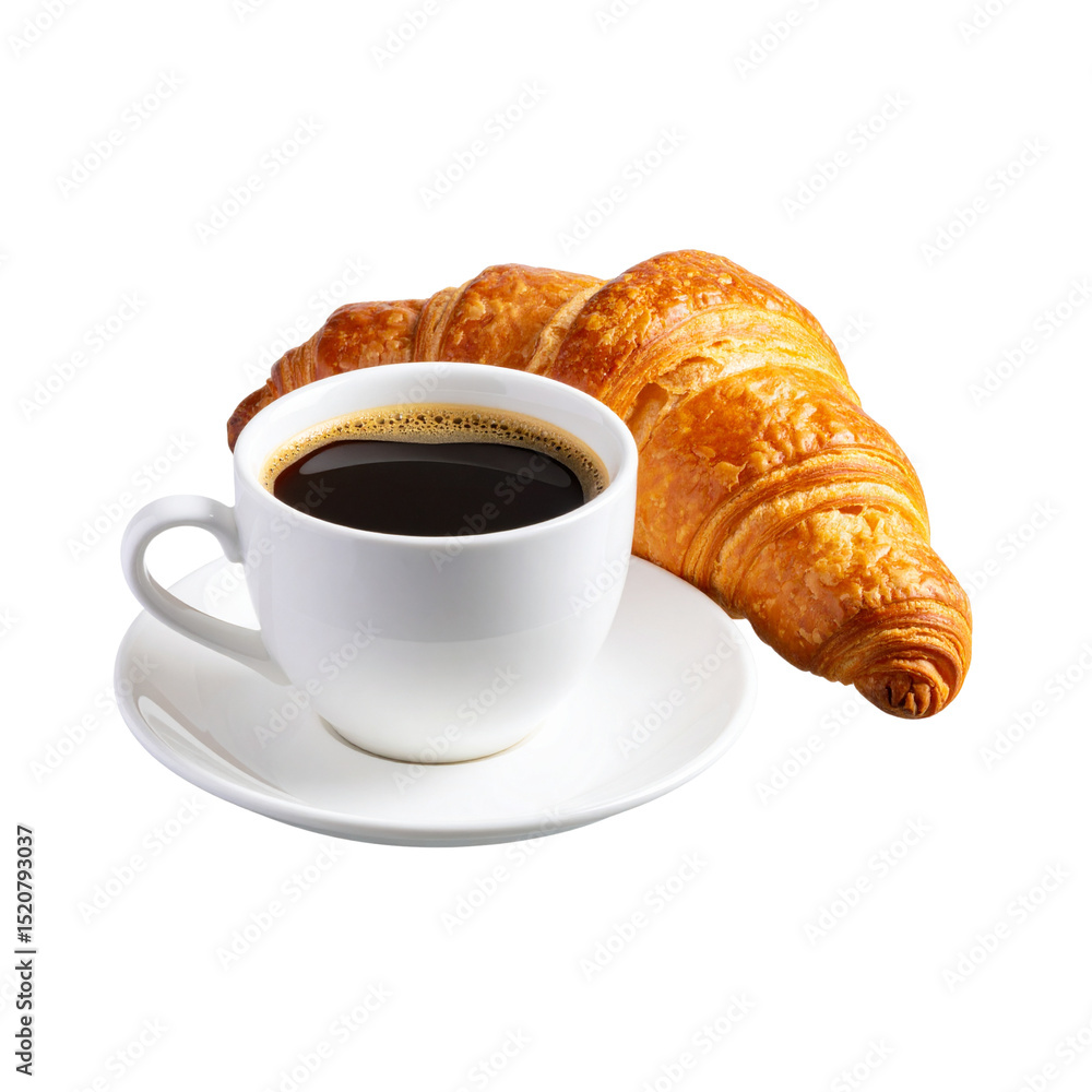 Fresh coffee and flaky croissants make for a perfect breakfast pastry Fresh coffee and flaky croissants make for a perfect breakfast pastry