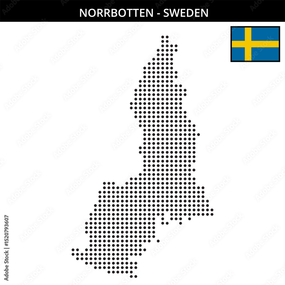 Obraz premium Medium dots map of norrbotten in Sweden