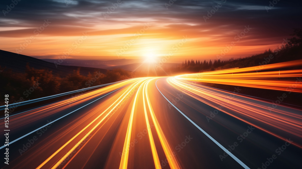 highway landscape at golden hour with stunning light effects, symbolizing resilience and perseverance highway landscape at golden hour with stunning light effects, symbolizing resilience and perseverance