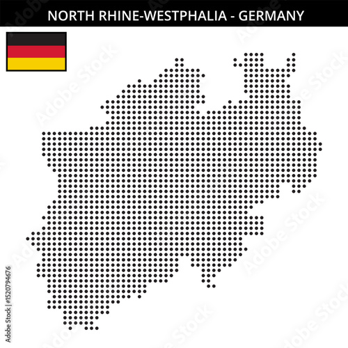 Medium dots map of north-rhine-westphalia in Germany