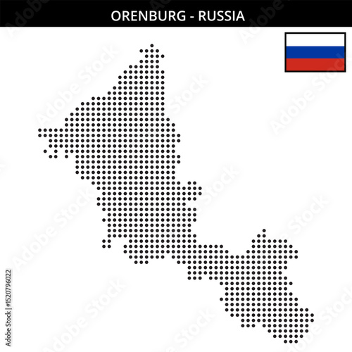 Medium dots map of Orenburg in Russia