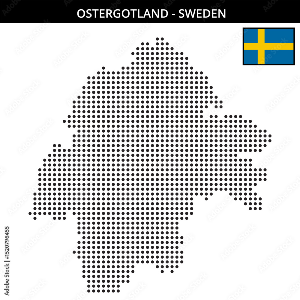 Fototapeta premium Medium dots map of OstergOtland in Sweden