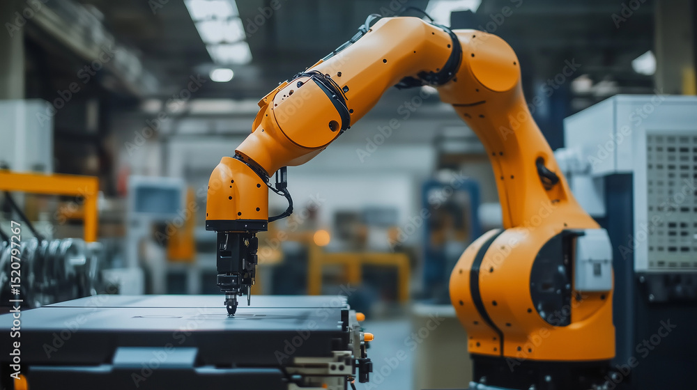 High-Tech Industrial Robot Arm in Action High-Tech Industrial Robot Arm in Action