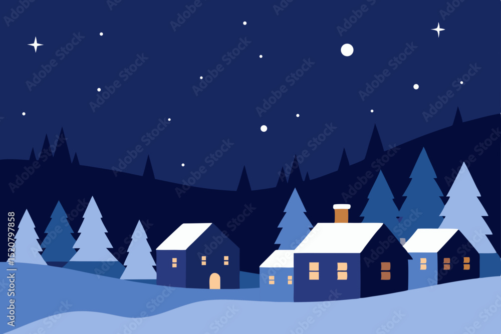 Fototapeta premium christmas night landscape