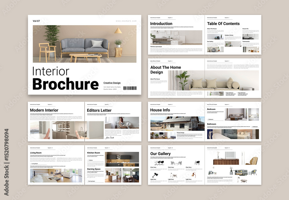 Interior Brochure Template Landscape Stock Template | Adobe Stock