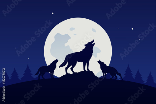 wolf howling at the moon