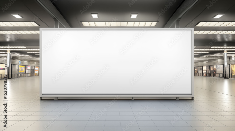 Obraz premium Blank white billboard display sample at airport marketing display promotion