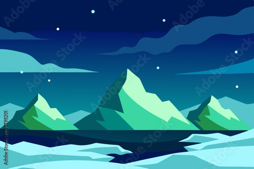 arctic tundra with aurora borealis   (1).svg