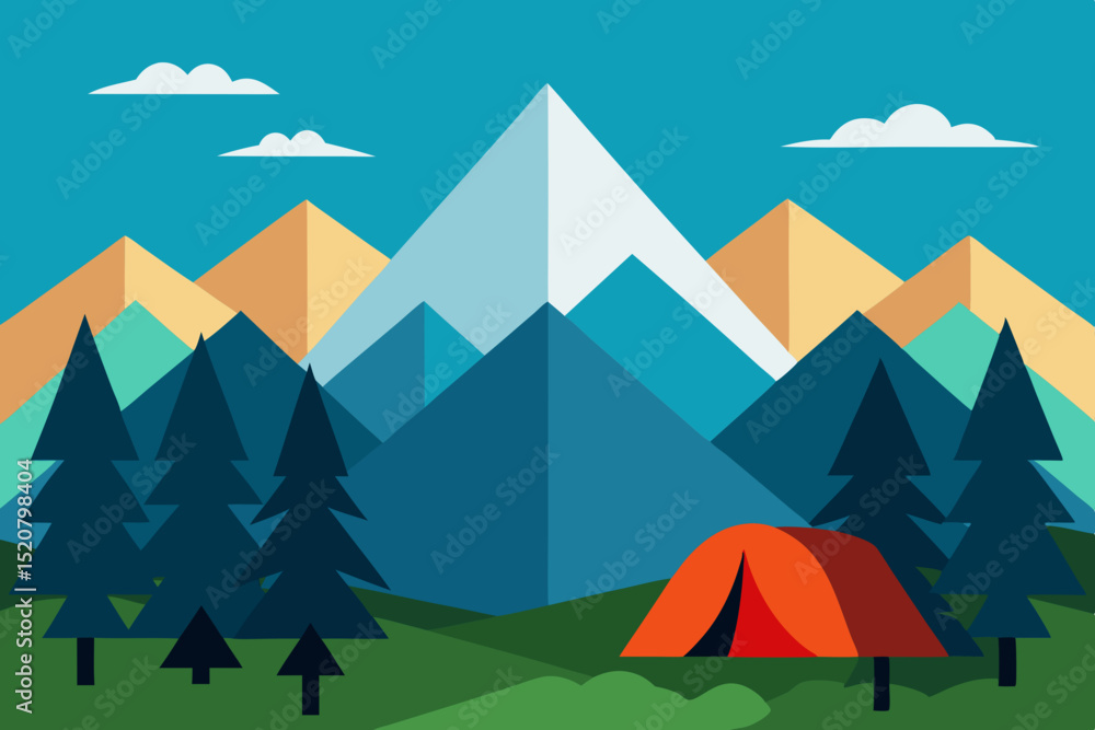 camping ground in the top of wild forest with beau.svg camping ground in the top of wild forest with beau.svg