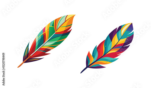 Two colorful abstract feathers design elements