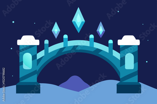 enchanted winter bridge with glowing runes  .svg