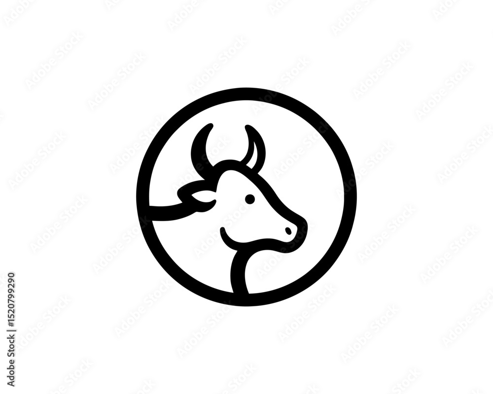 Obraz premium Line art cow head logo for identity
