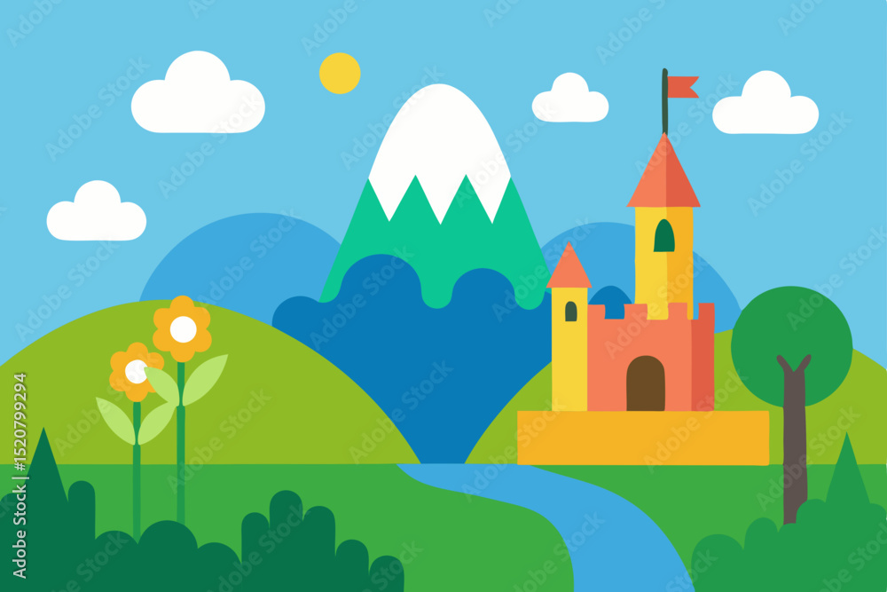 Naklejka premium landscape with fairytale elements .svg