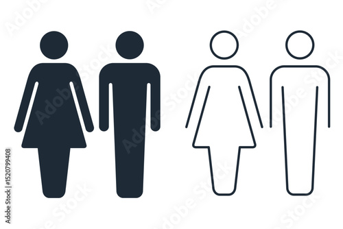 Male and female symbol.A simple image set of a man and woman . Vector linear icons isolated on white background.