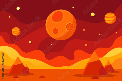 orange alien space planet game cartoon background .svg