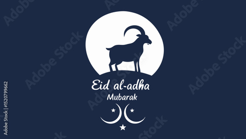 Eid al-Adha Mubarak Silhouette Goat and Moon Design