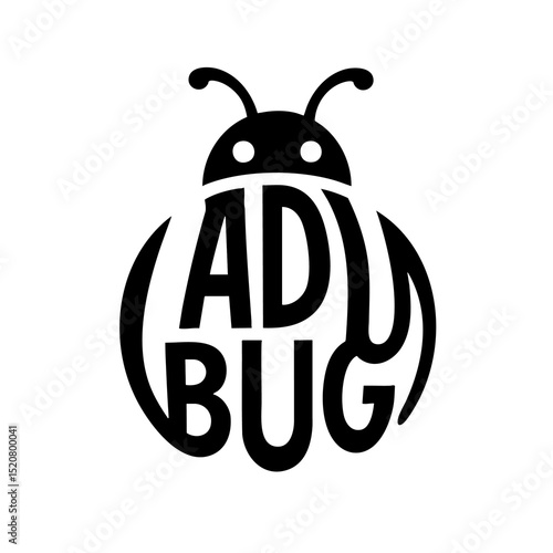Vector Ladybug Word Letters Cartoon typographic illustration isolated on white