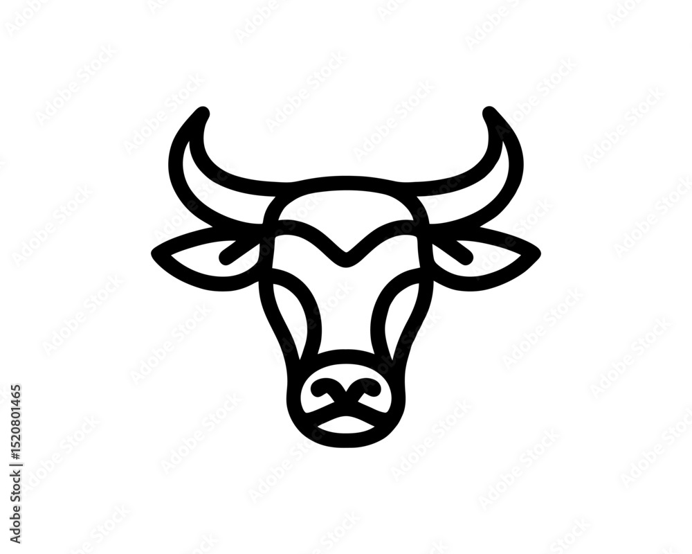 Flat cow head outline in black vector Flat cow head outline in black vector