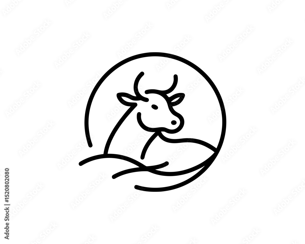 Obraz premium Professional cow head line art for logos
