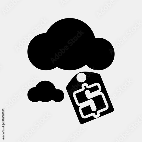 Icon carbon pricing. Renewable energy elements. Icon in glyph style.