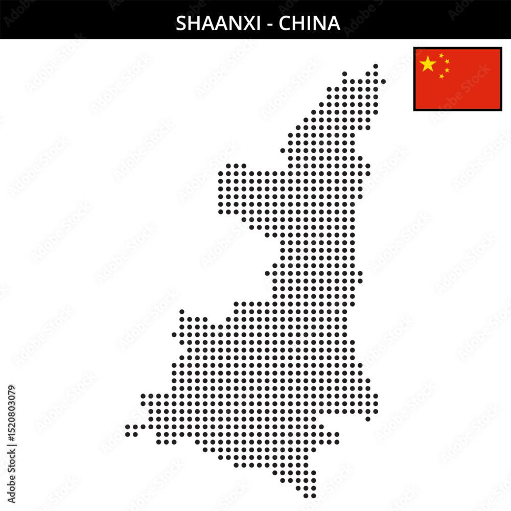 Obraz premium Medium dots map of shaanxi in China