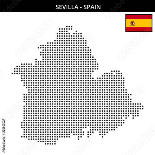 Medium dots map of sevilla in Spain