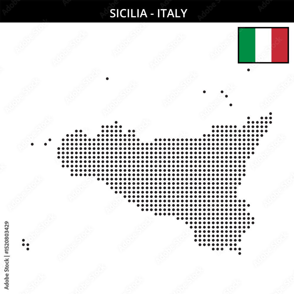Fototapeta premium Medium dots map of sicilia in Italy