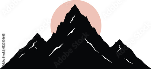 Breathtaking Mountain Silhouette with Radiant Sun Casting Dramatic Light Over a Vast Serene Landscape Editable Logo Style