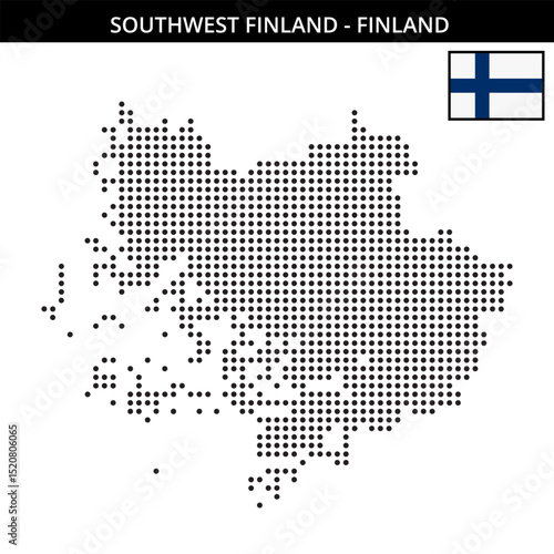 Medium dots map of southwest-finland in Finland