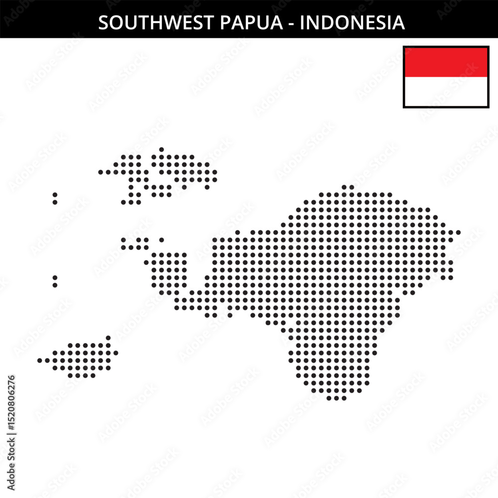 Fototapeta premium Medium dots map of southwest-papua in Indonesia