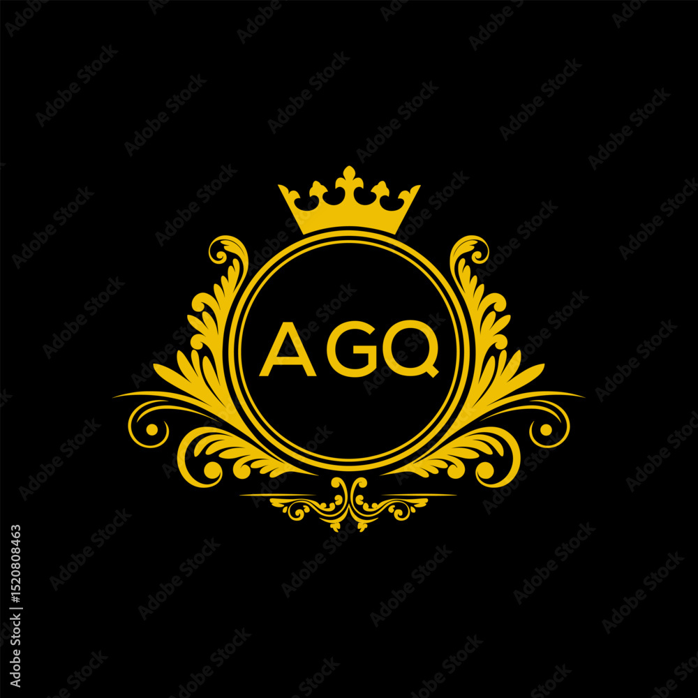 Naklejka premium Initial AGQ Letter Linked Logo for business and company identity. Modern AGQ Letter Logo Vector Template with modern trendy golden logo.