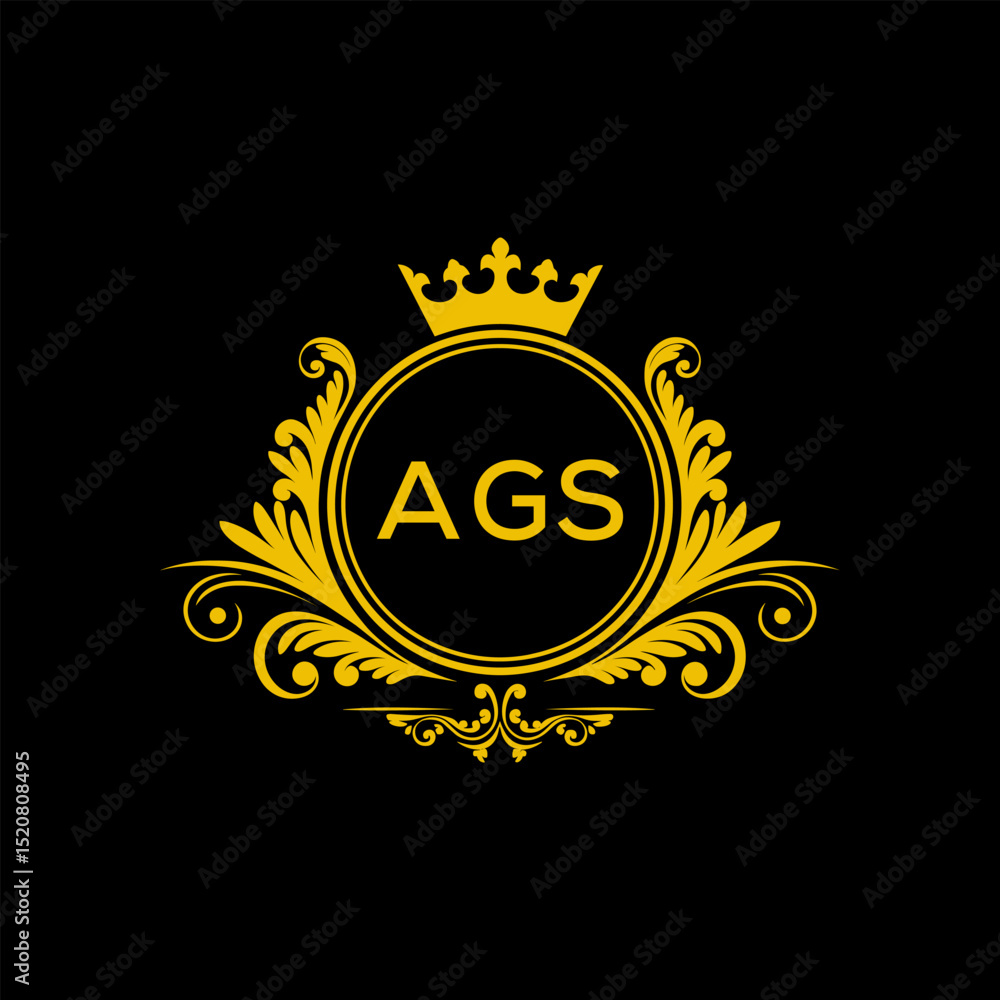 Fototapeta premium Initial AGS Letter Linked Logo for business and company identity. Modern AGS Letter Logo Vector Template with modern trendy golden logo.