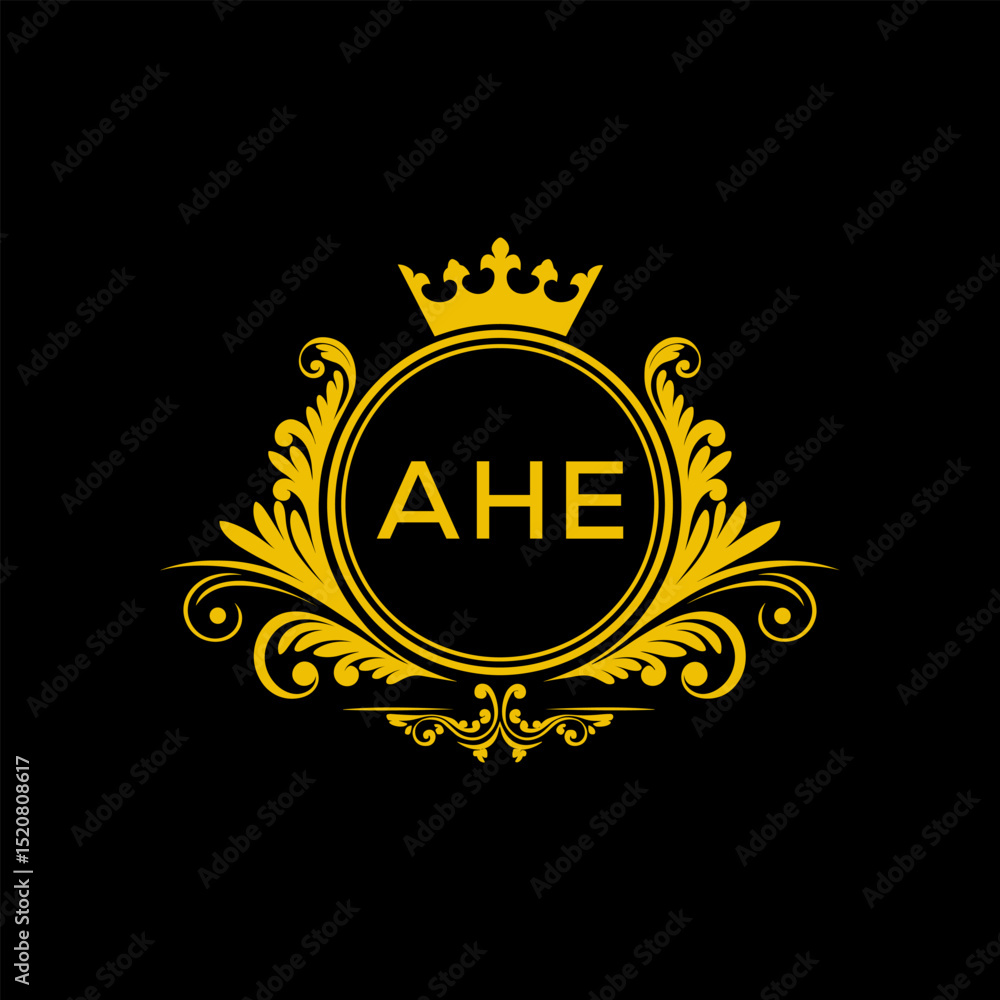 Fototapeta premium Initial AHE Letter Linked Logo for business and company identity. Modern AHE Letter Logo Vector Template with modern trendy golden logo. 