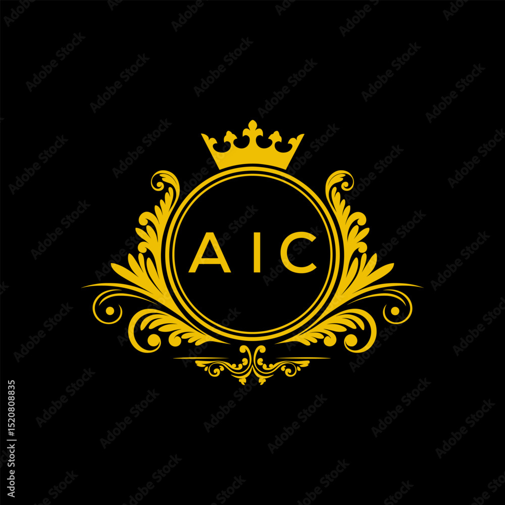 Fototapeta premium Initial AIC Letter Linked Logo for business and company identity. Modern AIC Letter Logo Vector Template with modern trendy golden logo.