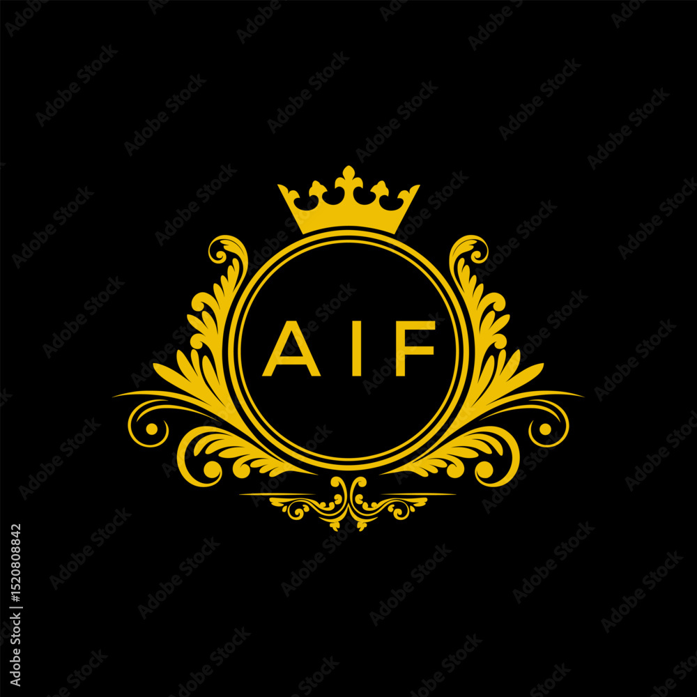 Fototapeta premium Initial AIF Letter Linked Logo for business and company identity. Modern AIF Letter Logo Vector Template with modern trendy golden logo. 