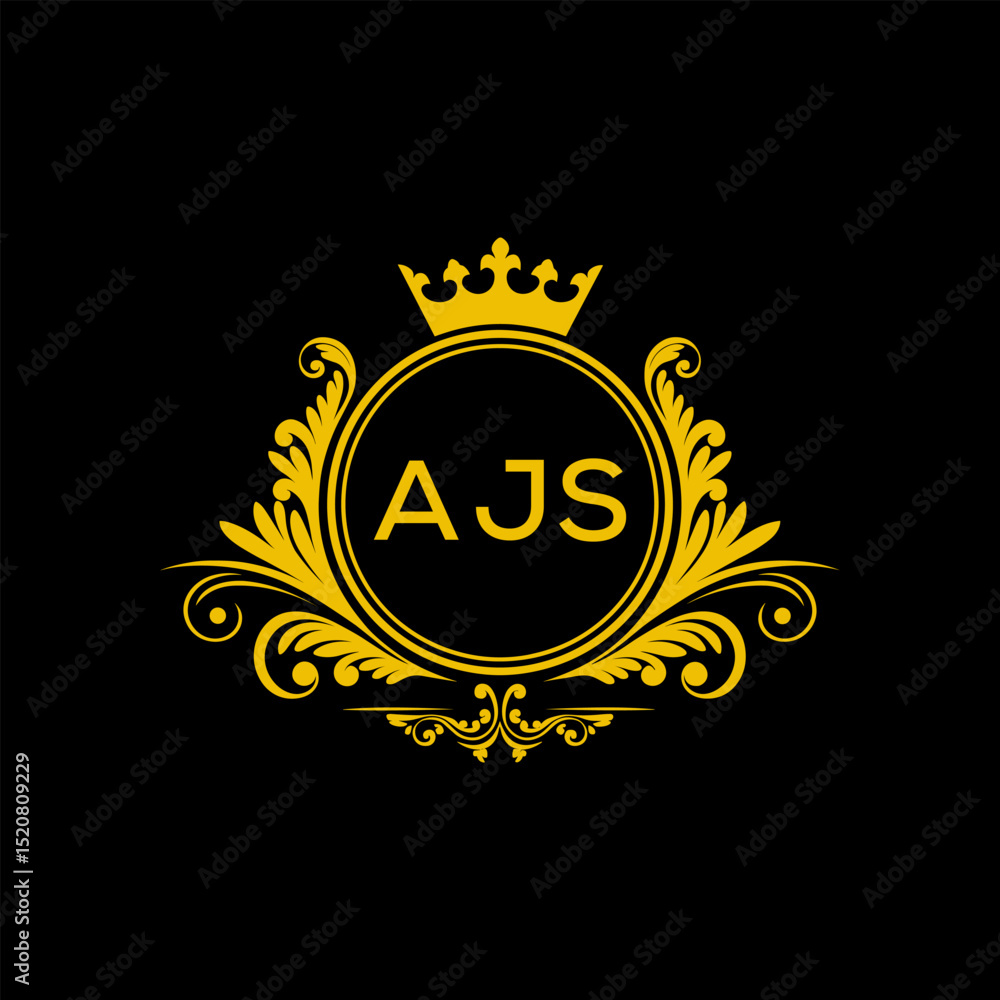Naklejka premium Initial AJS Letter Linked Logo for business and company identity. Modern AJS Letter Logo Vector Template with modern trendy golden logo. 