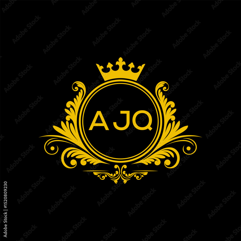 Naklejka premium Initial AJQ Letter Linked Logo for business and company identity. Modern AJQ Letter Logo Vector Template with modern trendy golden logo. 