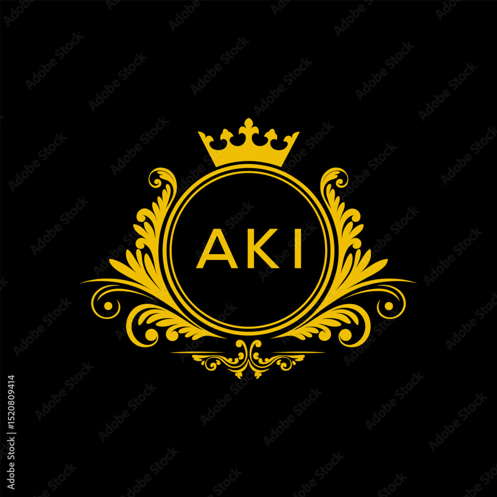 Naklejka premium Initial AKI Letter Linked Logo for business and company identity. Modern AKI Letter Logo Vector Template with modern trendy golden logo.