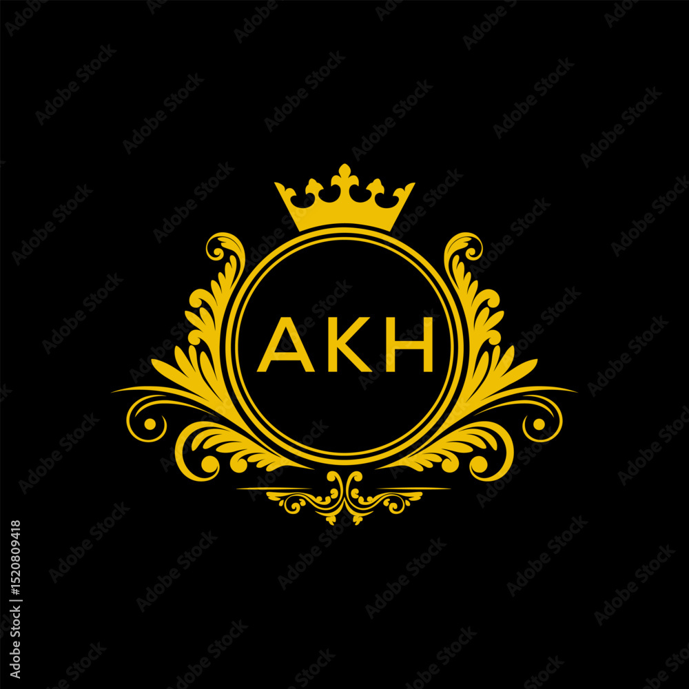 Fototapeta premium Initial AKH Letter Linked Logo for business and company identity. Modern AKH Letter Logo Vector Template with modern trendy golden logo. 