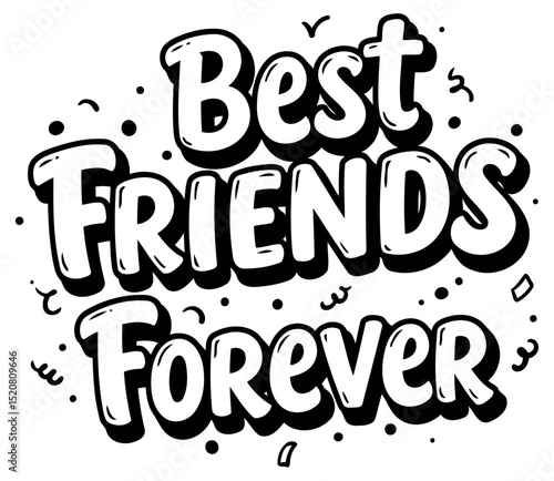 Best Friends Forever graphic design on a white background. Bold. playful typography creates a message of friendship.