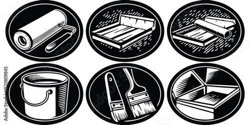 Home Renovation Tools Icon Set  Solid Style DIY & Maintenance Symbols for Home Improvement Projects
