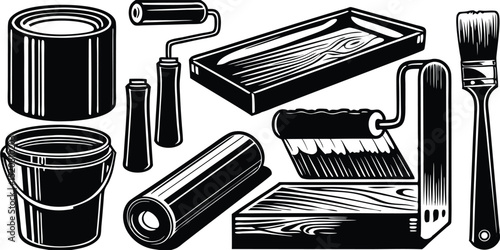 Home Renovation Tools Icon Set  Solid Style DIY & Maintenance Symbols for Home Improvement Projects