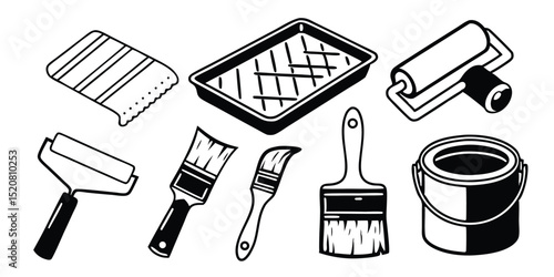 Home Renovation Tools Icon Set  Solid Style DIY & Maintenance Symbols for Home Improvement Projects
