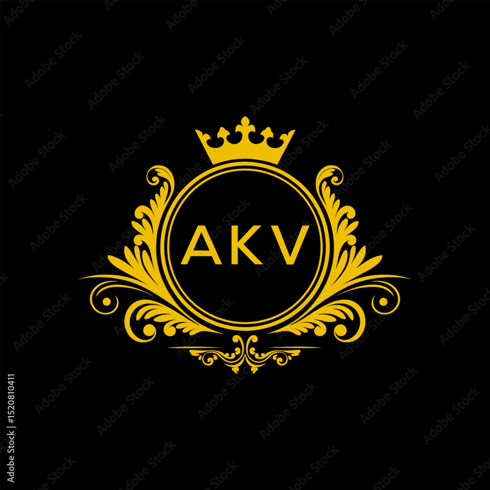 Naklejka premium Initial AKV Letter Linked Logo for business and company identity. Modern AKV Letter Logo Vector Template with modern trendy golden logo.