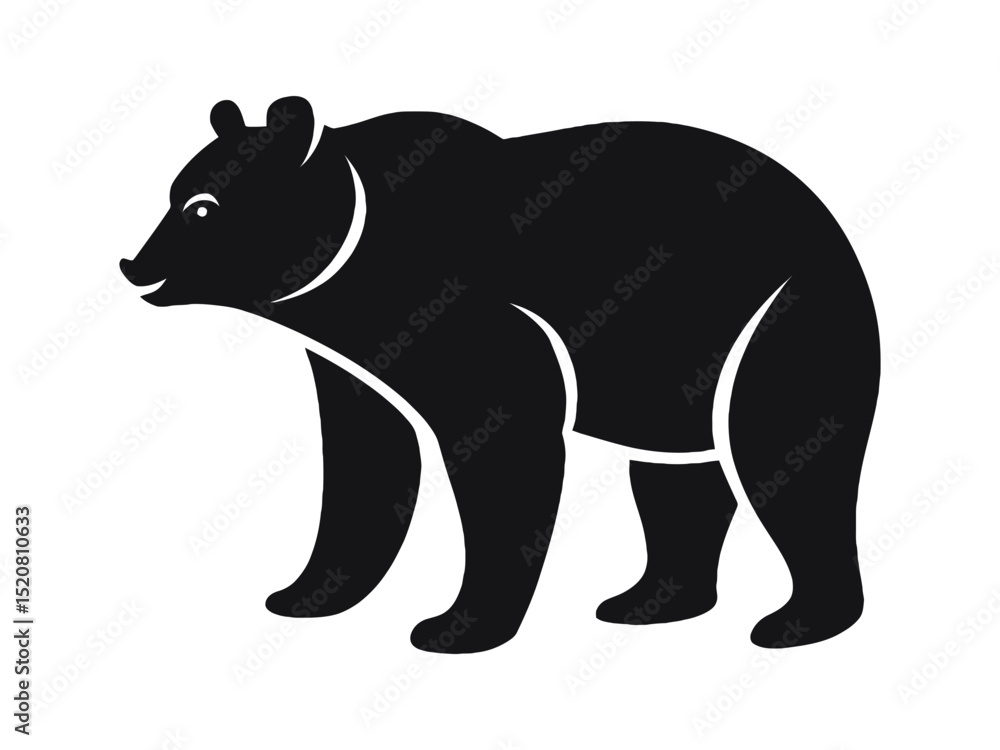 Fototapeta premium Graceful Black Bear Silhouette: Wild Animal Vector for Nature, Forest, and Wildlife Designs